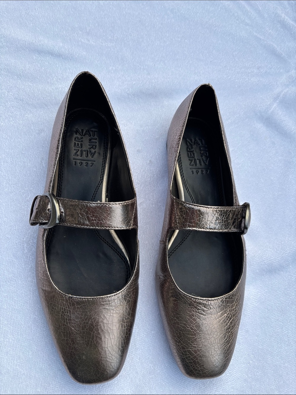 Naturalizer Bronze Metallic Mary Jane Loafers